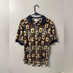 Marc Daniels Geometric Vintage Polo Short Sleeve Shirt Size Large
